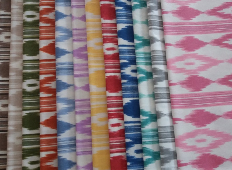 Fabric tongues mallorquin colors, print ikat fabric majorca, curtain fabric upholstery bedding, fabric by the meter, fabric typical Mallorca image 8