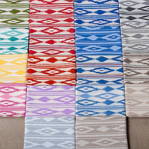 Fabric tongues mallorquin colors, print ikat fabric majorca, curtain fabric upholstery bedding, fabric by the meter, fabric typical Mallorca