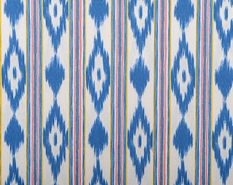 Tela lenguas mallorquinas azul, tela ikat mallorquina azul, tela azul cortada a medida, tela para cortinas, tela para tapicería, ropa de cama azul