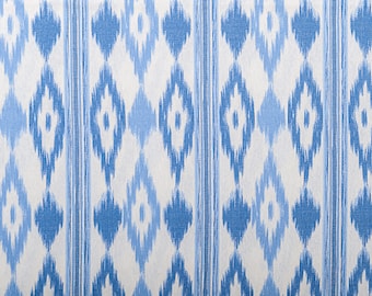 Tela lenguas mallorquinas azul claro, tela ikat mallorquina azul claro, tela azul claro cortada a medida, tela tapicería azul claro