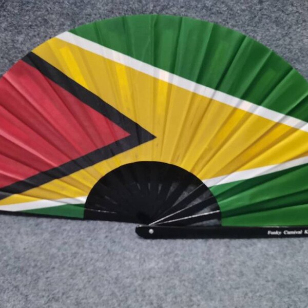 Guyana Flag Folding Hand Fan|Caribbean Carnival| Caribbean Accessories| Caribbean Fan