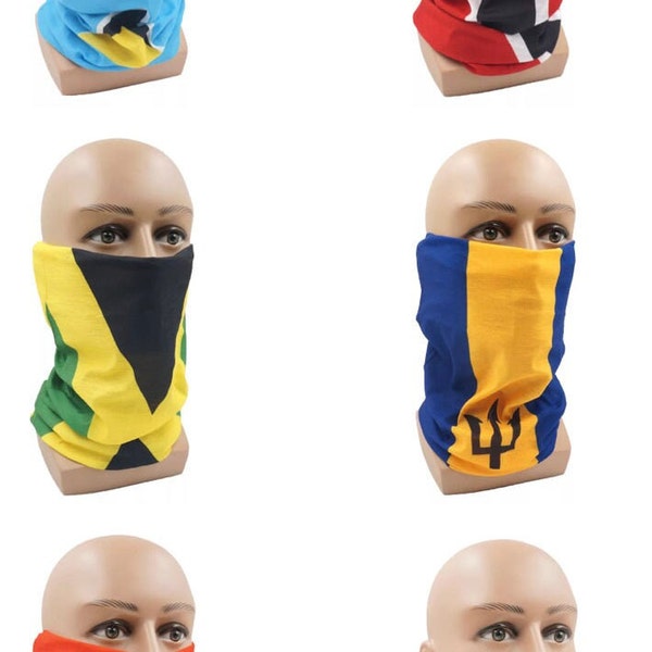 Flag Face Mask|Carnival Outfit|Festival Outfit| perfect for costume|Jouvert|Caribbean flag|Caribbean bandana|Jamaica|Trinidad Carnival