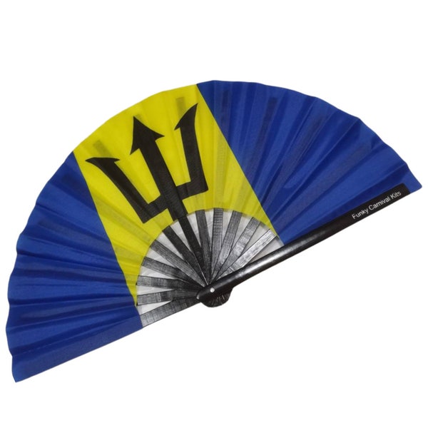 Barbados Flag Folding Hand Fan|Caribbean Carnival| Caribbean Accessories| Caribbean Fan