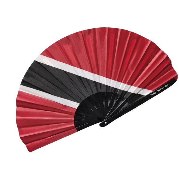 Trinidad Flag Folding Hand Fan|Caribbean Carnival| Caribbean Accessories| Caribbean Fan