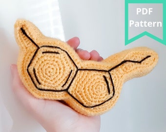 Serotonin Plush, Chemistry Biology Crochet,  Amigurumi Pattern - Make your own Serotonin  Molecule Plushie, a fun and easy project for all!