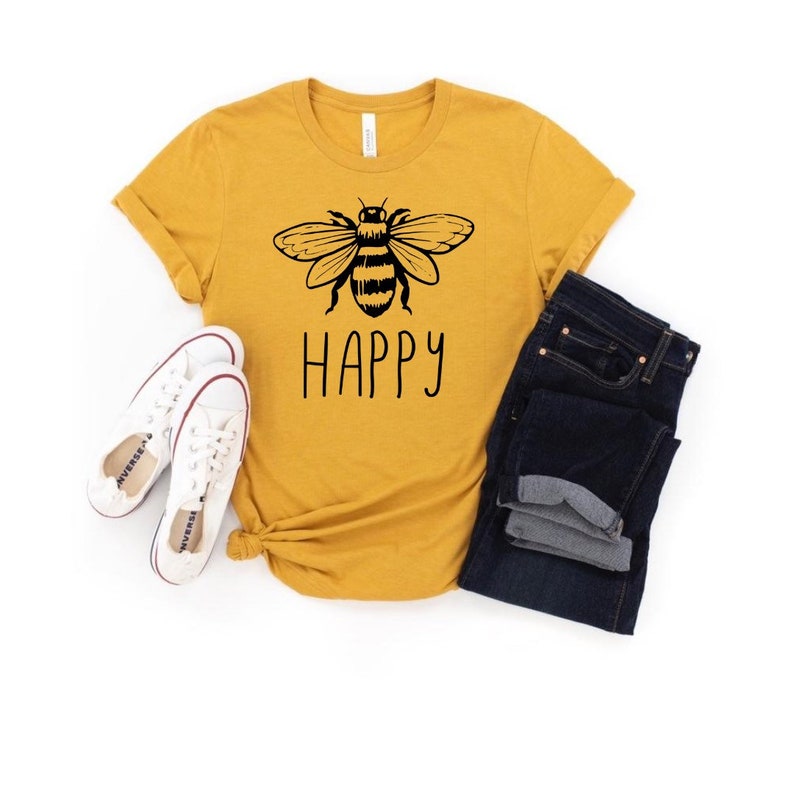 Bee Happy TShirt happy happiness bee bumble bee yellow Etsy