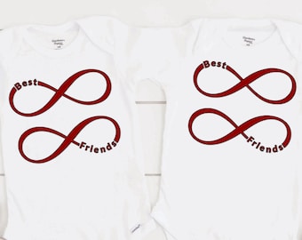 SET (2) de Bodys Infinitos para Mejores Amigas / Bebés Mejores Amigas / Bodys Personalizados para Bebé / Conjunto de Body / Anuncio de Embarazo / Bodys para Mejores Amigas