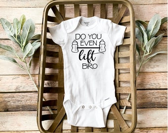 ¿Incluso levantar Bro / Lindo divertido Onesie / Camisa de bebé / Bebé recién nacido / Regalo de baby shower / Nuevo papá / Padre hijo / Es un niño / Al igual que papá