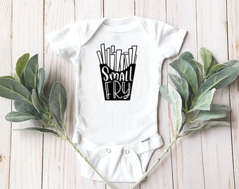 Alevines pequeños / Onesie divertido / Camisa de bebé / Bebé recién nacido / Regalo de ducha de bebé / Nueva mamá / Padre hijo / Bebé pequeño / Papas fritas / Refranes de comida