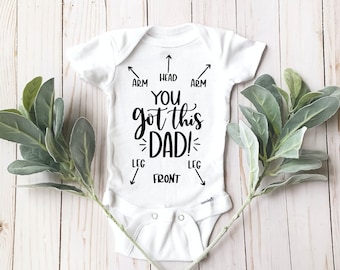¡Tienes a este papá! /Funny Onesie / Baby Shirt /Newborn Baby /Baby Shower Gift /New Mom /Father Son / Dad Instructions / Pañales