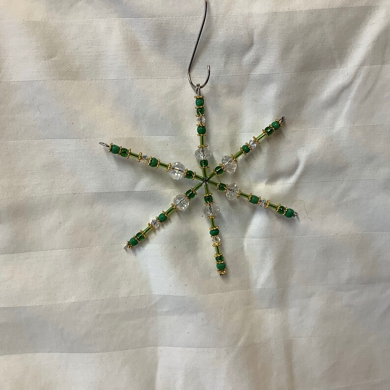 Crystal and metal SnowFlake Winter,Christmas Ornament or Suncatcher