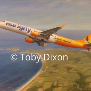 PRINT of Aurigny Embraer 195 oil painting