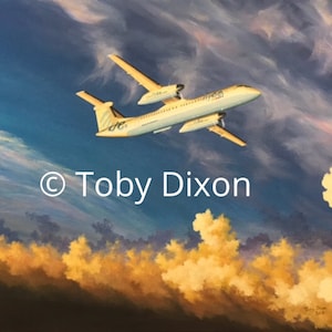 PRINT of FlyBe Dash 8 Q400 oil painting