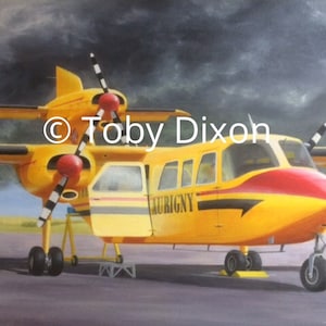 IMPRESIÓN de la pintura al óleo de Aurigny Trislander 1980