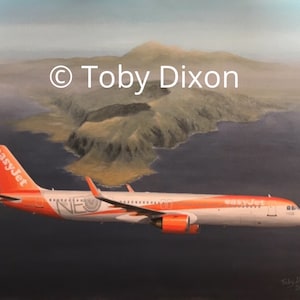 PRINT of EasyJet A321NEO Tenerife oil painting on canvasboard