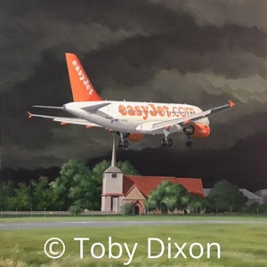 PRINT of Easyjet A319 landing at Southend oil painting