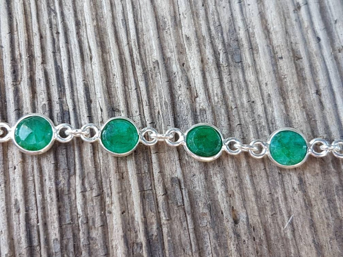 Genuine Emerald Sterling Silver Tennis Bracelet Earth Mined Etsy UK