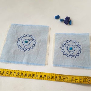 Throat Chakra Patch: Embroidered with Blue Agate gemstone and natural materials