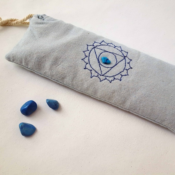 Oreiller de méditation Chakra - Blue Chakra Energy Enhancer - Art de la broderie