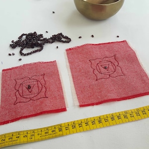 Root Chakra Patch: Embroidered with Garnet Gemstone . 100% cotton patch