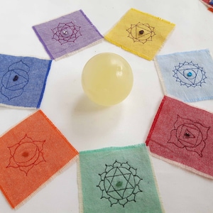 7 Chakra Patches: Embroidered with gemstones, made with natural materials - Uniquely Handmade