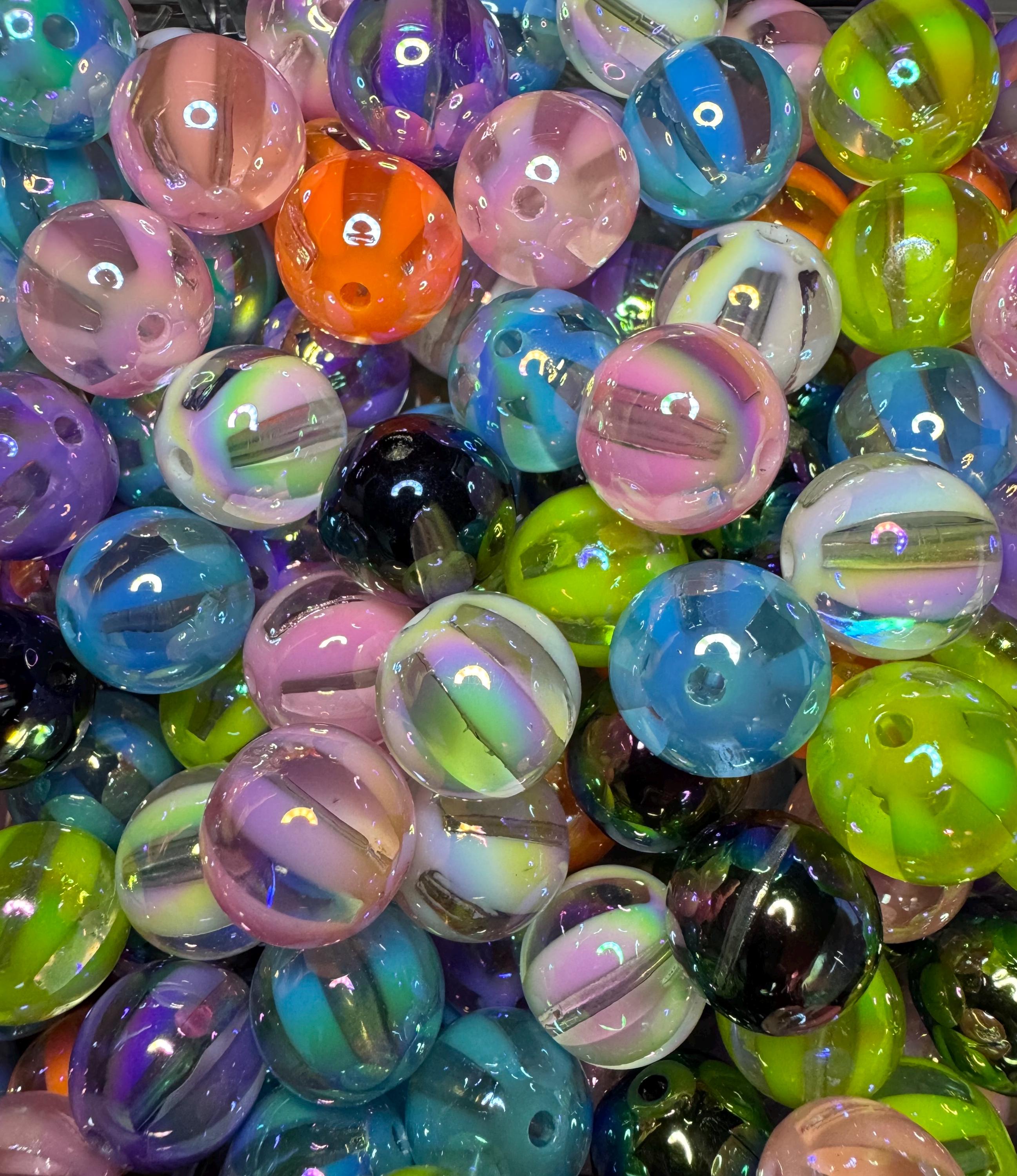 Craft Mixed Colour Sparkling Silver Dots Acrylic Round Beads 4mm 6mm 8mm 10mm