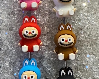 3D Style 2 Monsters Silicone Focal Bead - For Pens, Keychains and DIY- 6Pk beads
