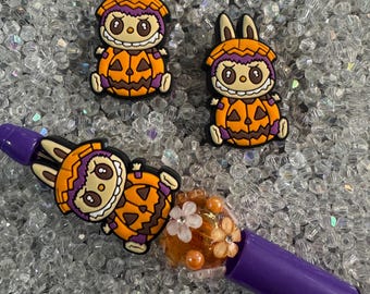 2D Halloween Pumpkin Silicone Bead- 2Pc pack