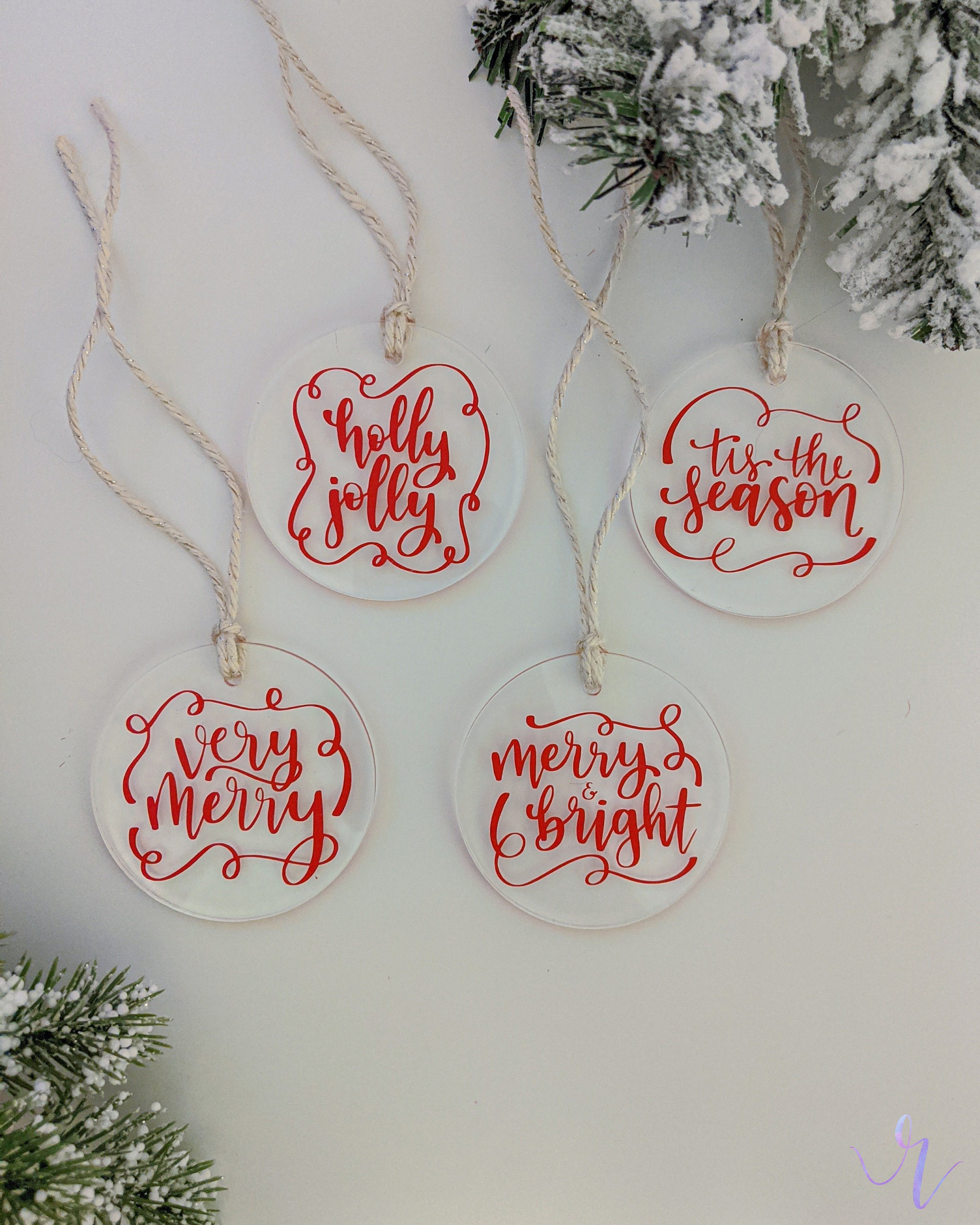 Merry christmas large ornament wall quotes™ decal Holiday Sayings Acrylic Ornament SET