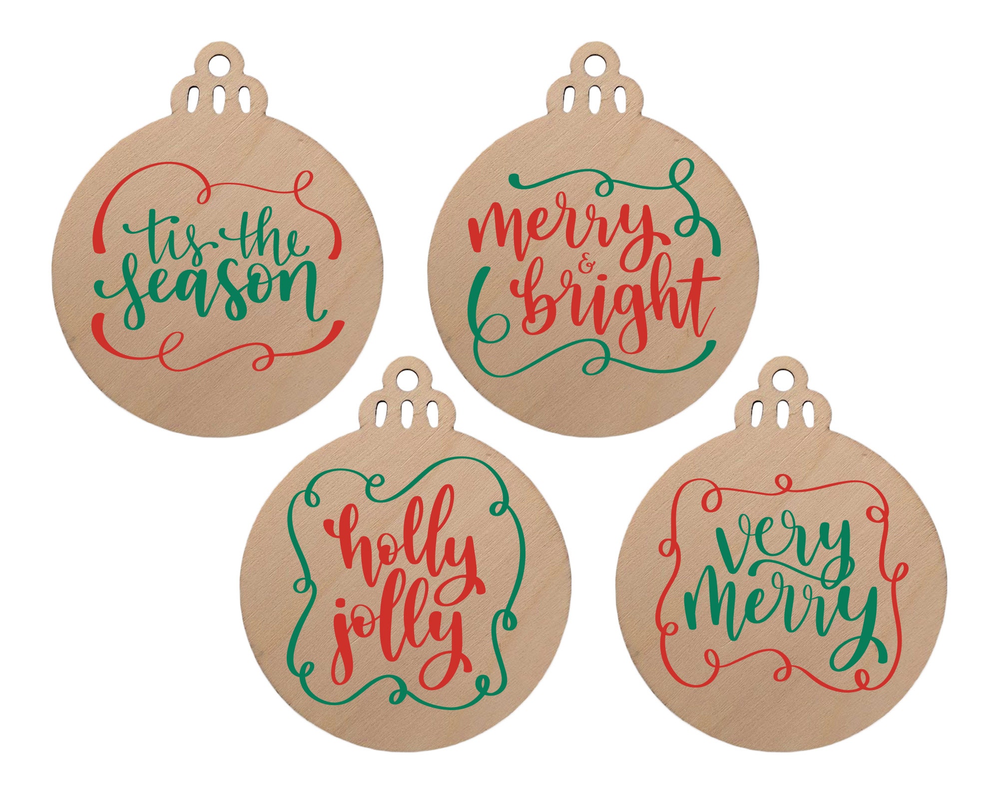 Holiday Sayings Wood Ornament SET