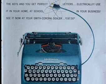1955 Blue Smith Corona Typewriter Silent Super Professionally Serviced Blue Typewriter Working Typewriter Gifts for Writers