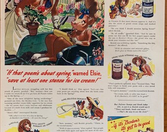 Borden/'s Evaporated Milk Elsie Cow 1950/'s Borden/'s Vintage Ads Advertising Art Set of Three Magazine Ad Eagle Brand. Instant Coffee