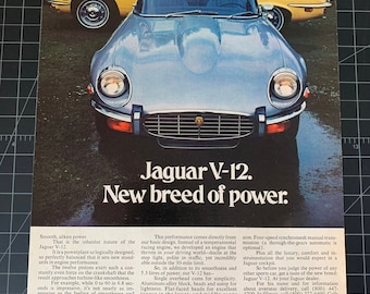 Vintage 1973 jaguar v-12 print ad