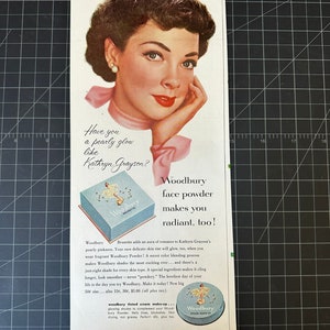 Vintage 1952 woodbury cosmetics print ad - kathryn grayson