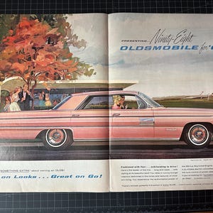 Vintage 1962 Oldsmobile Ninety-Eight 2-Page Print Ad