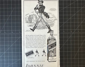 Anuncio original del whisky Johnnie Walker vintage de la década de 1940
