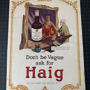 Vintage 1937 haig scotch whiskey british print advertisement