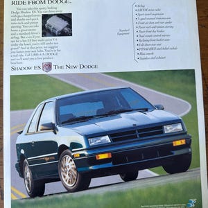 Publicité imprimée pour voitures Dodge Shadow ES vintage 1993