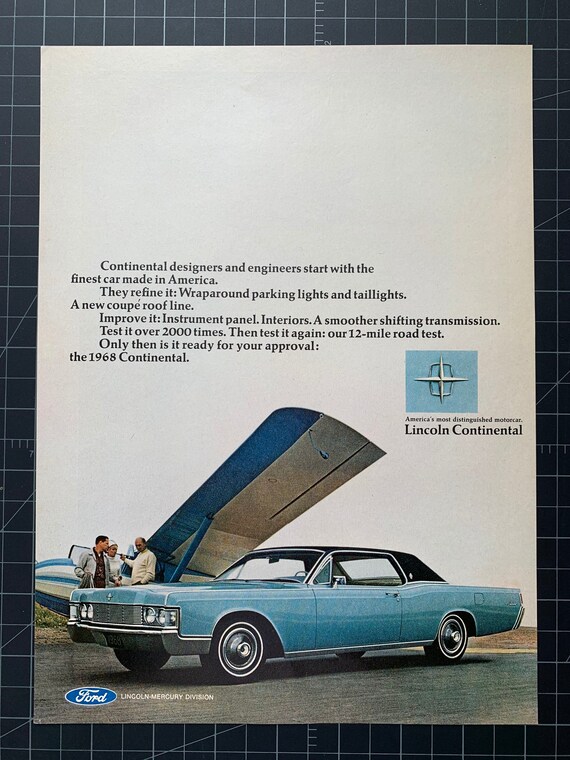 Vintage 1960s Lincoln Continental Original Advertisement - Etsy
