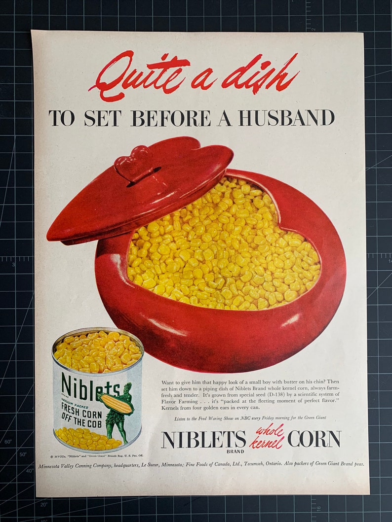 Vintage 1949 Green Giant Corn Print Ad