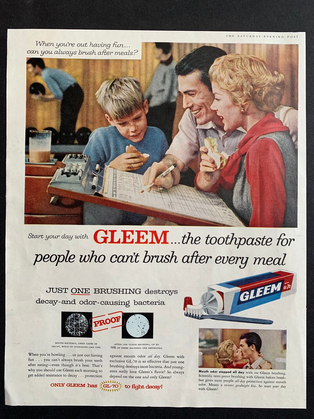 Vintage 1958 Gleem Toothpaste Ad Etsy