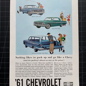 Vintage 1961 chevrolet print advertisement