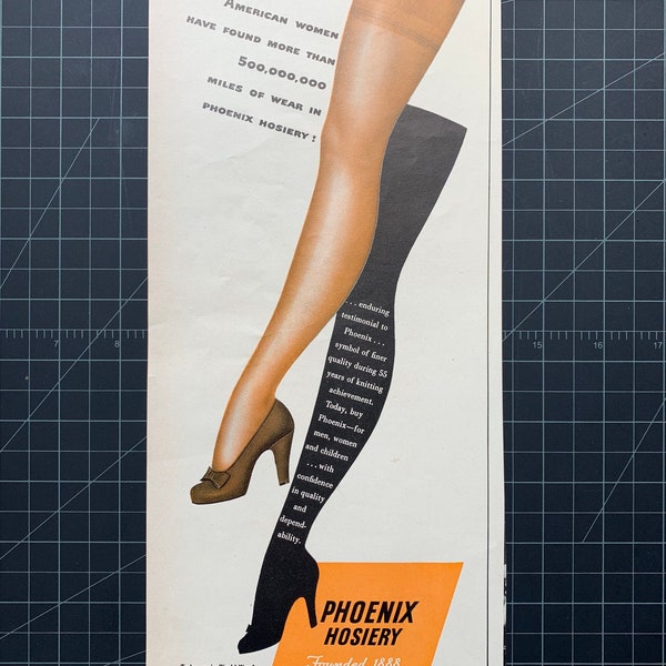 Vintage 1942 Phoenix Hosiery Print Ad