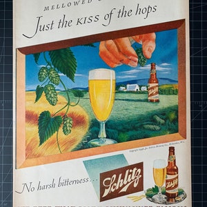 Vintage 1946 schlitz beer print advertisement