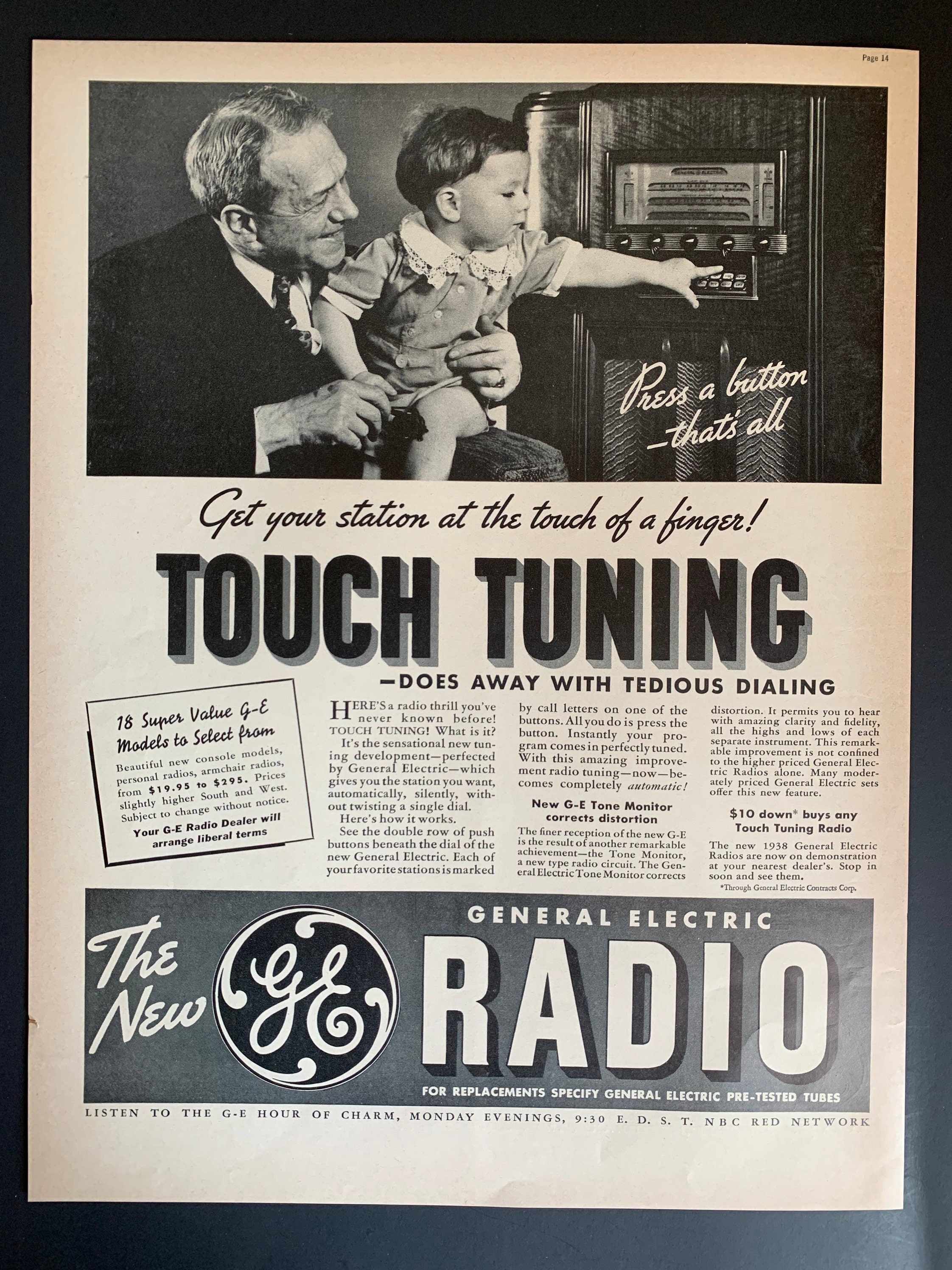 Vintage 1930s General Electric Radio Ad 