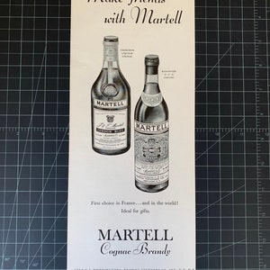 Vintage 1955 martell cognac brandy print advertisement