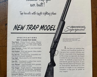 Vintage 1954 Browning Superposed Trap Rifle Print Ad