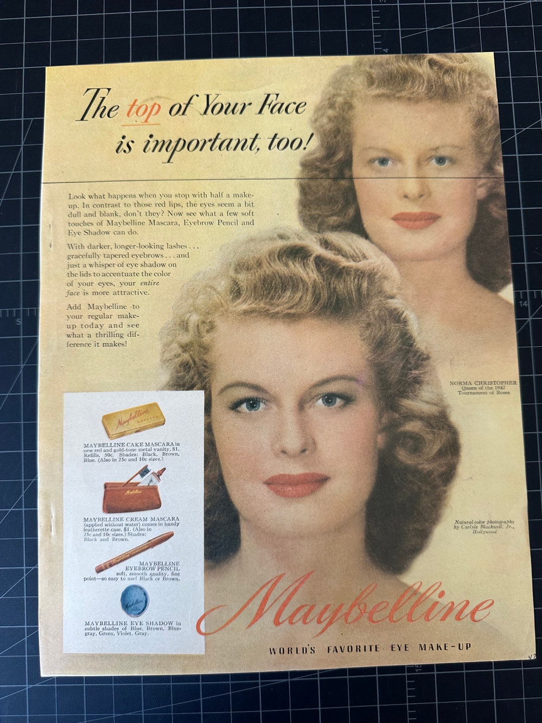 Vintage 1947 Maybelline Cosmetics Print Advertisement - Etsy