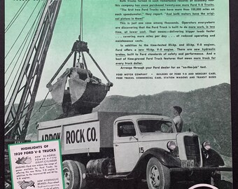 Anuncio original de camionetas Ford V-8 vintage de 1936