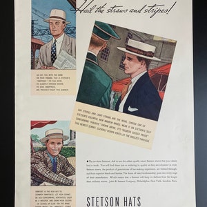 Vintage 1938 stetson hats print advertisement